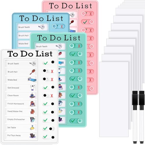 Memo Checkliste Boards 4stk Abnehmbare Checklist Board mit 12 Trocken Löschen Papier, 2 Whiteboard-Marker Für Zuhause Reisen Lernplanung Zeitplan Erinnerung