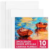 (10 Stück) Leinwände zum bemalen Set, Vorgespannte Weiße Künstler Leinwände für Acrylfarben und Aquarellfarbe, leinwand set Aus Baumwolle, Canvas Painting für Anfänger, Künstlerin und Studenten.