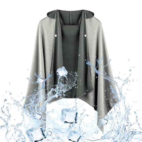 SilverChry Kühlender Umhang, Sonnenschutzumhang, Kühlender Hoodie für Bergsteigen, Kühlender Schal für Damen und Herren (DE/NL/SE/PL, Alphanumerisch, L, Regular, Regular, 1, Grau)