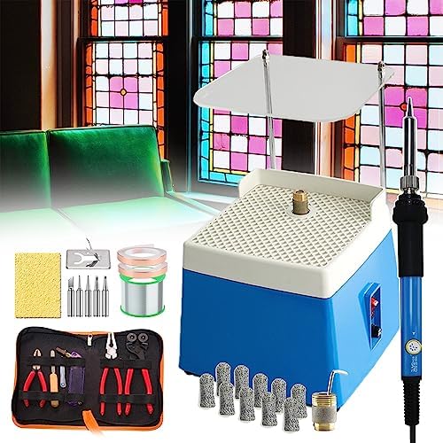 Taifuan Stained Glass Starter Set, Start Up Set with Glass Grinding Machine, Glass Cutter Tool Set,Portable Electric Stained Glass Grinder,Soldering Iron Set,Glass Grinder for Stained Glass Beginners