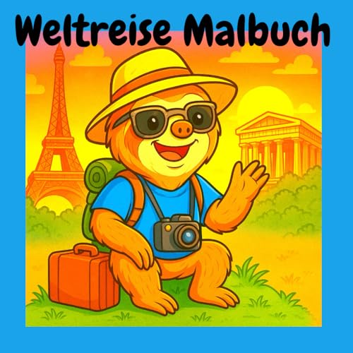 Weltreise Malbuch: „Kleine Pause, große Reise – mit dem Faultier durch Europa & die Welt“
