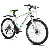 Hiland 27,5 Zoll Mountainbike, 21 Gänge Schaltung Mehrspeichen Laufräder Fahrrad, Aluminium Rahmen Scheibenbremsen Mountainbike für Männer Frauen Herren MTB-Fahrrad, Weiß