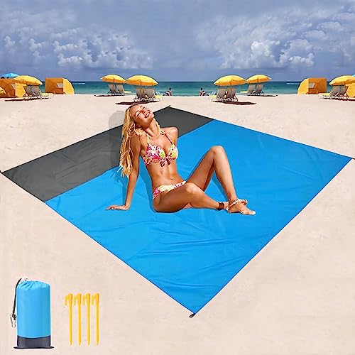 Gigmeta wasserdichte Strandmatte 210 x 200 cm, Tragbare Stranddecke, wasserdichte Picknickdecke, für Reisen, Camping, Wandern, Urlaub, etc