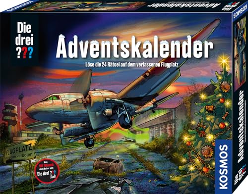 Die drei ??? Adventskalender 2024 von KOSMOS 632571, Löse die 24 Rätsel auf dem verlassenen Flugplatz, Spielzeug- und Rätsel-Adventskalender für Kinder ab 8 Jahre