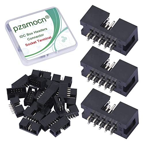 Pzsmocn 20 Stück IDC 2 * 5 Zweireihig 10 Poliger Box Steckverbinder Männliche Buchsenklemmen 2,54 mm Rastermaß, JTAG ISP 10 Poliger Gerade Einführen Adapter Buchsenklemmen für PCB Elektronikprojekte.