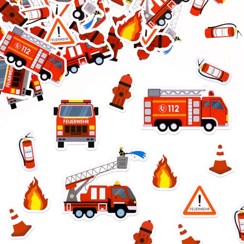 COLOFALLA 100pcs Konfetti Feuerwehr Tischdekoration Kindergeburtstag Feuerwehr Deko Feuerwehrauto Konfetti Party Feuerwehr Geburtstag Deko (Feuerwehr)