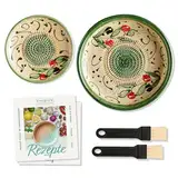 evergrate Geniales Duo: Tellerreibe + Dipschale Motiv Duna mit 2 Küchenpinsel und 2 Rezepthefte