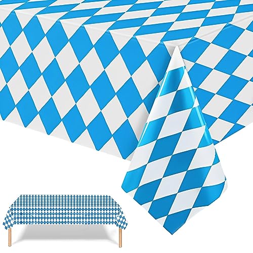 NVTRSD Oktoberfest Tischdecke, 137x274cm Oktoberfest Tischdeko, Bayrisch Tischtuch Blau Weiß für Oktoberfest Grillfeste und andere Feiern, Bayern Deko Bayernraute Partytischdecke