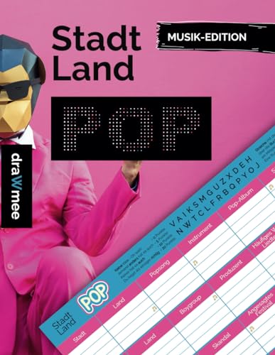 Stadt Land Pop: Quiz für Musikliebhaber - Geschenk Sänger Musiker Songwriter: Spielblock mit 35 Blatt Din-A4 (Seiten zum Ausschneiden)