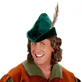 Amakando Robin Hood Hut mit Feder König der Diebe Mütze Held in Strumpfhosen Spitzhut Bogenschütze Waldhut Försterhut Federhut Mittelalter Helden Stoffhut Kopfbedeckung Karneval Kostüm Zubehör