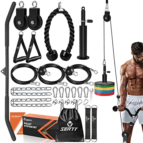 SERTT Seilzug Fitness Premium System Gym, Trainings geräte zuhause Verbesserte Gewicht kabelzug Trainings geräte für Gym LAT Pull Down, Bizeps Curl, Trizeps, Armtraining