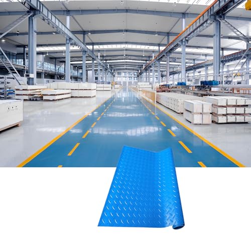 Gummimatte, rutschfest Gummimatte Bodenmatte Gummiläufer, garagenboden matten, Noppenmatte Bodenmatte aus Gummi für Keller, Werkstatt, Garage,Blau,3mm 1.2×1m