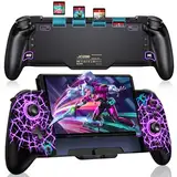 GAMSINGY Kabellos Handheld Switch Controller, Cooles RGB-Licht Switch Controller Griffe mit 4xSpiele Karten Slots, Switch Spiele Zubehör für Switch/OLED Konsolen