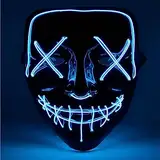 Kostümheld® LED Grusel blau Maske - wie aus Purge steuerbar, leuchtend für Halloween, Fasching & Karneval - als Kostüm & Verkleidung Horror für Herren & Damen & Kinder