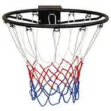 FUNJEPE Professionelle Größe (45 cm), massiver Basketballkorb-Ring, Basketballkorbnetz und Wandbefestigungen, geeignet für Erwachsene und Kinder, drinnen und draußen, Schwarz