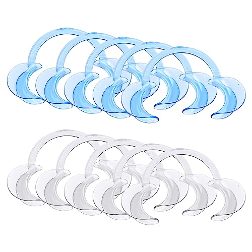 Vicloon 10Pcs Wangenhalter Mundwinkelhalter Fuer Mundöffner Challenge, Dental C-Form Mundöffner für Zahnaufhellung(Blau+Transparent