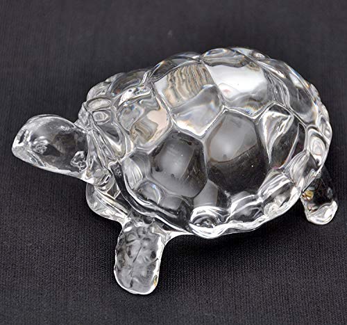 Petrichor Fengshui Vastu Original klar Kristall Schildkröte für Frieden & Wohlstand - Home Office Dekoration und Geschenk (Medium - 4.5 Inch)