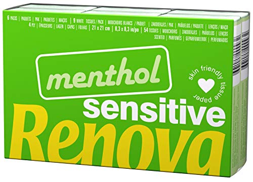 Renova SENSITIVE MENTHOL Pocket Tissues 6 Packs White Regular 1 Stück (6er Pack)