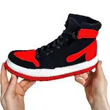 Jordan-Inspirierte Individuelle Basketball Retro Sneaker Plüsch Gestrickte Hausschuhe - Handgefertigte Gehäkelte Haus Schuhe - Atmungsaktiv, Kein Schwitzen, Stylische Schuhe