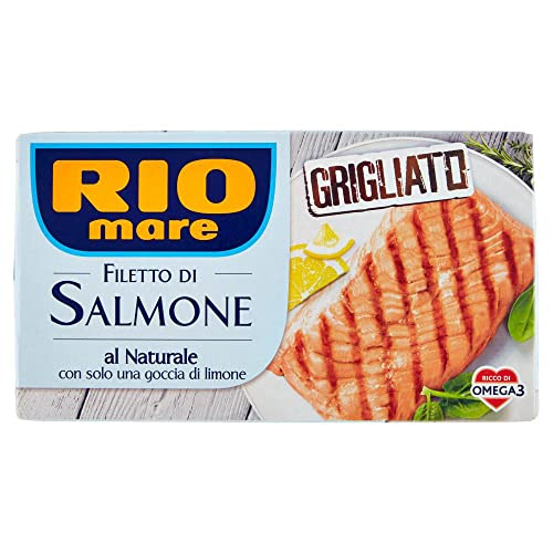 Rio Mare Filetto di Salmone Grigliato al Naturale con una goccia di limone Gegrilltes Lachsfilet mit einem Tropfen Zitrone 125g reich an Omega 3