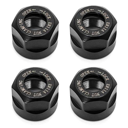 QWORK® 4Pcs ER11-A Type M14 Spannzangen, Spann Sechskantmuttern für CNC Fräsen Futterhalter Drehmaschine, Schwarz