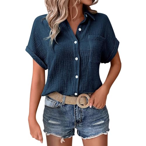 Prime Angebote des Tages Bluse Hellblau Damen Gestreifte Shirts Shirt Schwarz V Ausschnitt Tunika Sommer Lila Kurzarm Blusen Aus Leinen Fruehling Gelbes Sweatshirt Kaschierendes Oberteil
