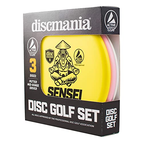 Discmania Active Soft Disc Golf 3er Set - inkl. Disc Golf Putter, Mid-Range und Driver, Frisbee Golf Disc Set, Disc Golf Starter Set (Farben Werden variieren)