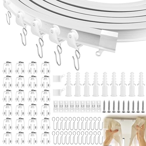 3M Flexible Decken Vorhangschiene, Biegbare Gardinenschiene mit stummen Rollen Curtain Rail Deckenschiene für Vorhänge Raumteiler Wohnmobil-Vorhang Duschvorhang Krankenhaus-Vorhangschienensystem