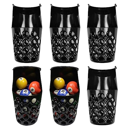 6pcs Pool Table Pockets, Plastic Web Billiard Baskets, Black Snooker Net Bag fits Standard 7/8/9 Foot Table (Set of 6) (7.87in x 9.64in)