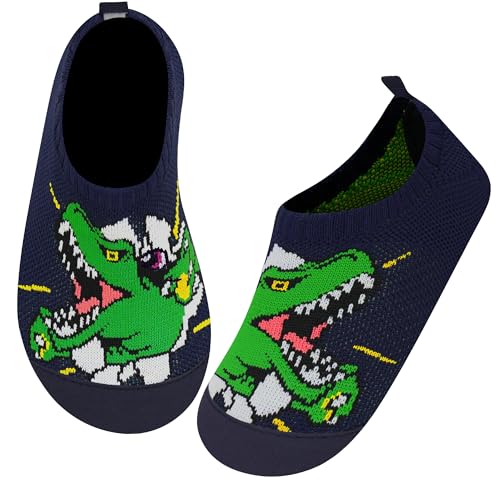 Kyopp Hausschuhe Kinder Junge Mädchen Pantoffeln rutschfest Barfussschuhe Kindergarten Slippers für Atmungsaktive Weich Lauflernschuhe Kleinkinder Schuhe(Grausame Dinosaurier-2234 30/31EU)