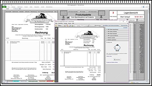 Rechnungsprogramm mit Lagerhaltung Faktura Software Rechnunssoftware auch 5% oder 16% MwSt Produktpalette, Kundendatenbank, Umsatzliste, Lieferscheine, Mahnwesen, PDF Versand auch für Kleinunternehmer