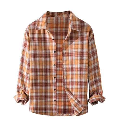 Generisch Kariertes Hemd Herren Langarm Freizeithemd Western Karohemd Trachtenhemd Button Down Casual Baumwolle Hemden Regular Fit Herrenhemd Langarm Regular Fit Verstärkte Schultern