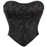 SHYMMUO Damen Korsett Tops Sexy Bustier Crop Top Sommer Ausgehen Trägerlos Taille Gürtel BH, Schwarz, floral, Klein