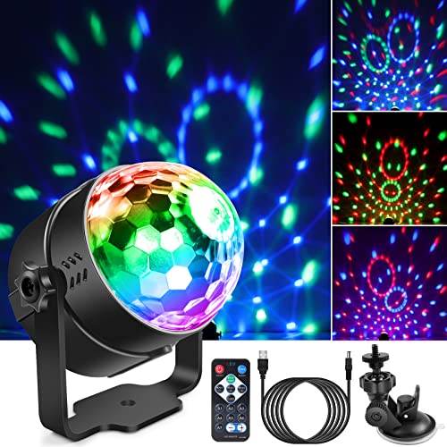 Discokugel, SEBRUANC Disco lichter LED Party lights Musikgesteuert Mini DJ Partylichter,Ständer mit Saugnäpfen Stroboskop Ball Bühnenlichter für KTV,Weihnachten,Home Parties,Kinder Geburtstag Geschenk