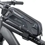 Ultra-Stützende Fahrradtasche Rahmen, Wasserdichte Fahrrad Rahmentasche, Neue Selbstschließende Oberrohrtasche Fahrrad mit Reißverschluss, Rahmentasche für Rennräder&Mountainbikes&Gravelbike - Schwarz