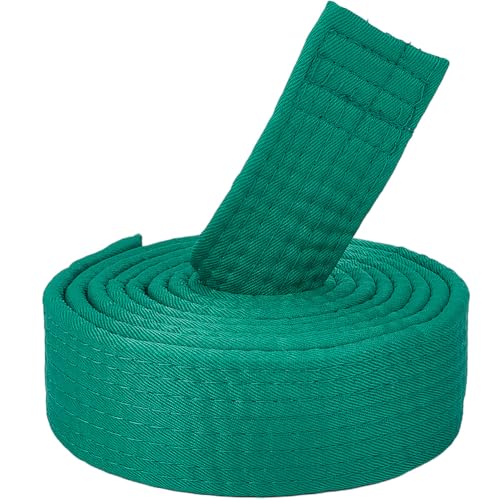 CREATCABIN Grüner Jiu Jitsu Gürtel Polyester Kampfsport Gürtel Judo Jiu Jitsu TKD Aikido Einheitlicher Ranggürtel Lang Weich Universelle Passform Gürtel Taekwondo Für Sport Trainingsausrüstung 220cm