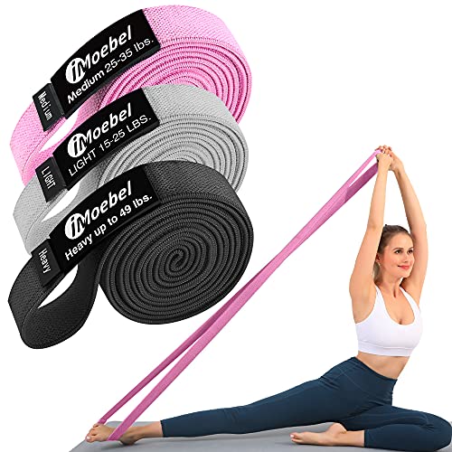 iMoebel Fitnessband 3er-Set Gewebe Resistance Bands - 3 Widerstandsstufen Lange Widerstandsbänder rutschfeste Gymnastikband Klimmzugband für Krafttraining Crossfit Yoga Homeworkout