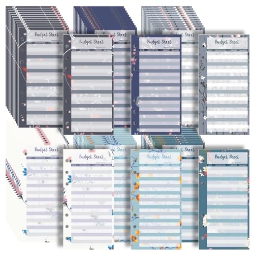 72 Blatt Budget Seet Haushaltsplaner, Budget Planer A6 Ergänzungspapier, 6 Löcher Sparchallenge Budgetplaner Sheets, Budgetblatt-Aufsatz für A6-Ordner, Einlegeblatt für Ringordner von Loseblatt-Heft