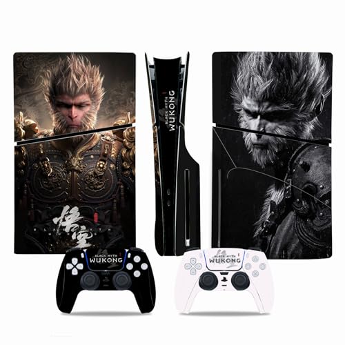 Tikhell Wukong Ganzkörper-Schutzaufkleber für PS5 Slim Disc Digital Konsole & Controller, Skin Sticker Decal Cover Konsole und Controller Skins