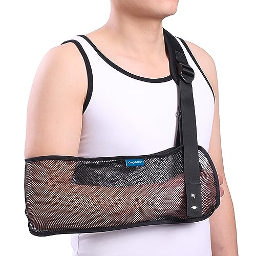 Medizinische Schulterschlinge aus Netzstoff für Schulterverletzungen, gerissene Rotatorenmanschette, atmungsaktive Armstütze für Dusche, rechtslinker Arm stabilisiert Ellenbogen, Arm,