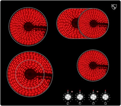 K&H® 4 Zonen Glaskeramikkochfeld 59cm Knebel Steuerung Elektro Autark Eingebaut CK-7206K