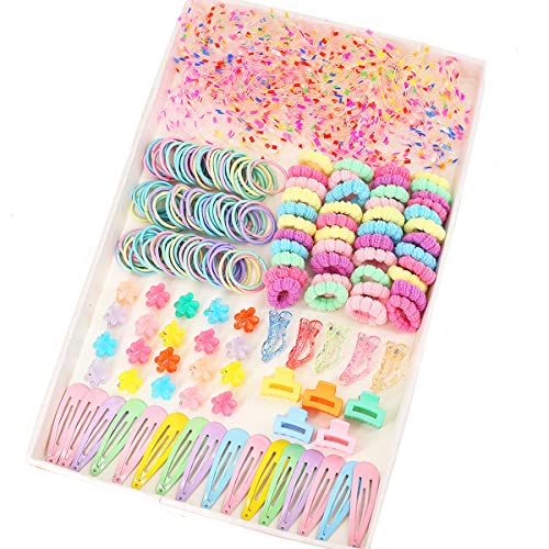 INSKIDS 695-teiliges Haarspangen-Set, Haar-Accessoires, Geschenk, Mädchen, Haarspangen und elastische Bänder, Kopfschmuck, Blumen-Haarspange, elastische Gummi-Haargummis