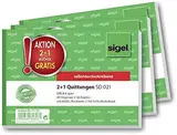 SIGEL T1178 Quittungsblock wie SD021: A6 quer, 3 Stück, 2x40 Blatt, selbstdurchschreibend, mikroperforiert, Standardquittung, aus nachhaltigem Papier