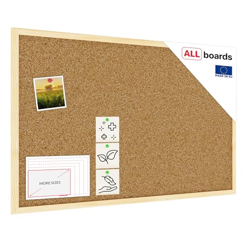 ALLboards Pinnwand mit Holz Rahmen 80x50cm Korktafel Korkwand Pinnwand Kork