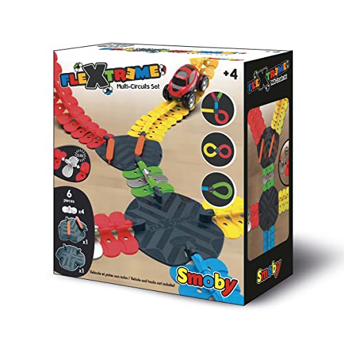 Smoby - FleXtreme Multi-Rennstrecken Set Kreuzung und Weiche - Erweiterung für die Smoby FleXtreme Rennbahn-Spielwelt, für Kinder ab 4 Jahren, flexible Strecke mit Kreuzungen