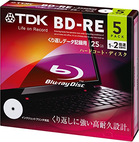 TDK Blu-Ray BD-RE Rewritable Ver. 2.1 25GB 2x Speed - 5 Pack Slim Case (japan import)