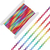 GORGECRAFT 25m Regenbogen-RIC-Rac-Besatz 8mm Zick-Zack-Wellenband Bunt Biegsam Wickelstoff Elastisches Band Spitze Zick-Zack-Bastelarbeiten Für Kleidung Nähen Blumenherstellung Zuhause Hochzeit