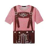 Oktoberfest Herren T-shirt, Trachtenshirt Herren Kurzarm, Trachten T-Shirt für Oktoberfest Karneval Kostüm Tshirt Vintage Drucken Shirt Top Retro Traditionelle Bekleidung