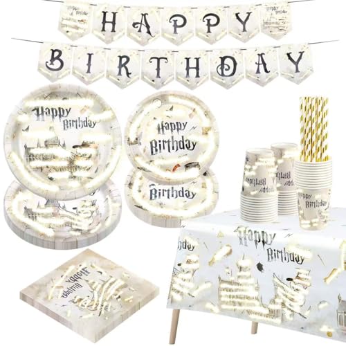 Wizard Geburtstags Deko, 20 Gäste Magischer Wizard Partygeschirr Set, Pappteller Kindergeburtstag Happy Birthday Deko Partyzubehör für Geburtstagsdeko Junge Mädchen Partys