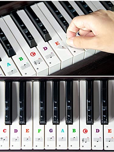 Klavier Keyboard Noten Aufkleber, Entfernbar Klavier Aufkleber Klaviertasten Aufkleber für 88/61/54/49 Tasten Tastatur, Klavier Tastatur Zubehör für Kinder Anfänger Klavier Lernen